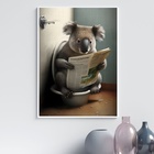 Quadro Divertido Banheiro - Coala 24x18cm - Com Vidro Moldura