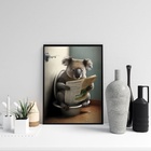 Quadro Divertido Banheiro - Coala 45x34cm - Com Vidro Moldura