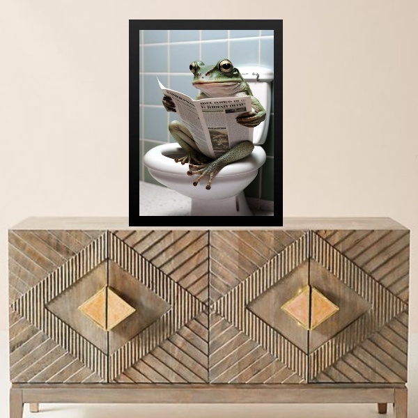 Quadro Divertido Banheiro Da Perereca 45x34cm - Com Vidro Mol