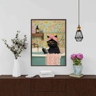 Quadro Divertido Banheiro - Gatinha 45x34cm - Com Vidro Moldu