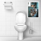 Quadro Divertido Banheiro Lagartixa Lendo Jornal 24x18cm - Co