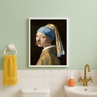 Quadro Divertido Banheiro Menina Do Brinco De Pérolas 45x34cm