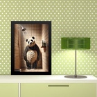 Quadro Divertido Banheiro Panda Tomando Banho 33x24cm - Com V