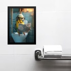 Quadro Divertido Banheiro Periquito Lendo Jornal 33x24cm Mold