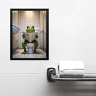 Quadro Divertido Banheiro Rã Lendo Jornal 24x18cm - Com Vidro