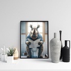 Quadro Divertido Banheiro - Rinoceronte 24x18cm - Com Vidro M