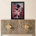 Quadro Divertido Banheiro Rosa - Cachorrinho 45x34cm Moldura