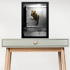 Quadro Divertido Banheiro - Tiranossauro 45x34cm Moldura Preta