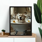 Quadro Divertido De Banheiro - Cão Labrador Banho 24x18cm - C