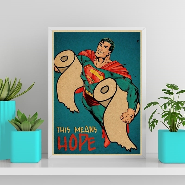 Quadro Divertido Decorar Banheiro 33x24cm - Com Vidro Moldura