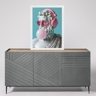 Quadro Divertido Estátua Bubble Gum 45x34cm - Com Vidro Moldu