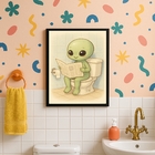 Quadro Divertido Para Banheiro Extraterrestre Baby 33x24cm Mo