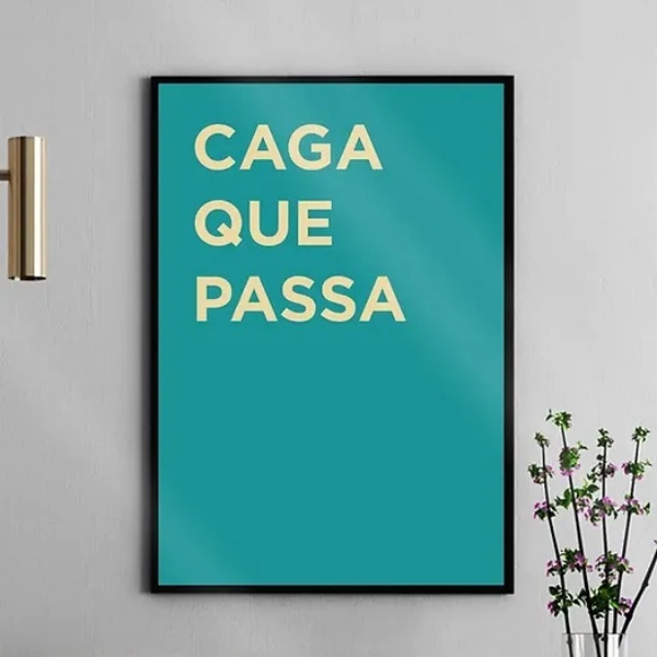 Quadro Divertido Para Banheiro - Frase 24x18cm - Com Vidro Mo