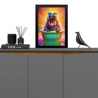 Quadro Divertido Para Banheiro - Hipopótamo 24x18cm Moldura P