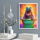 Quadro Divertido Para Banheiro - Hipopótamo 45x34cm Moldura B