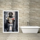 Quadro Divertido Para Banheiro Labrador Preto 33x24cm Moldura