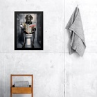 Quadro Divertido Para Banheiro Labrador Preto 45x34cm Moldura