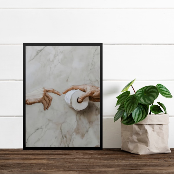 Quadro Divertido Para Banheiro - Paródia Pintura Famosa 24x18