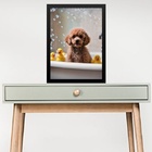Quadro Divertido Para Banheiro - Poodle 45x34cm Moldura Branca