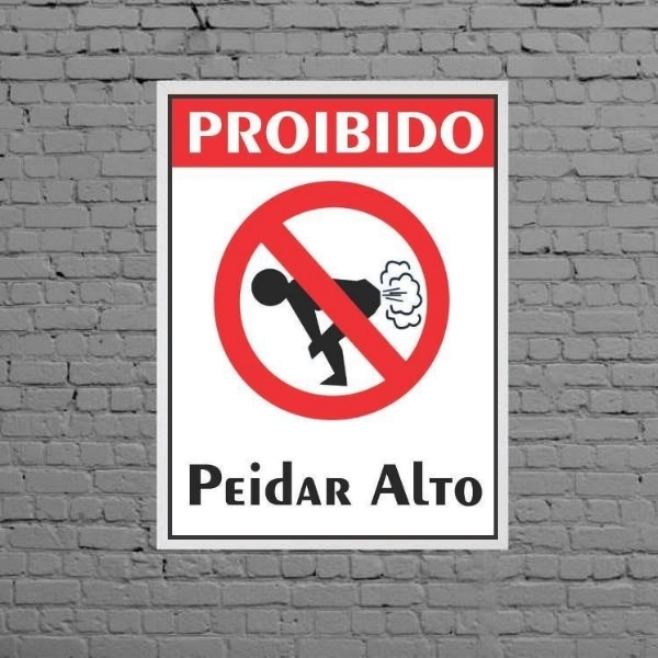 Quadro Divertido Proibido Peidar Alto 24x18cm - Com Vidro Mol