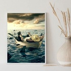 Quadro Divertido - Relax No Mar 33x24cm - Com Vidro Moldura P