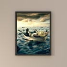 Quadro Divertido - Relax No Mar 45x34cm - Com Vidro Moldura B