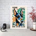 Quadro Doberman - Chicago Dog Show Poster 24x18cm Moldura Pre