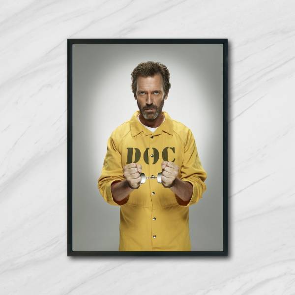 Quadro Doctor House Preso 33x24cm - Com Vidro Moldura:madeira
