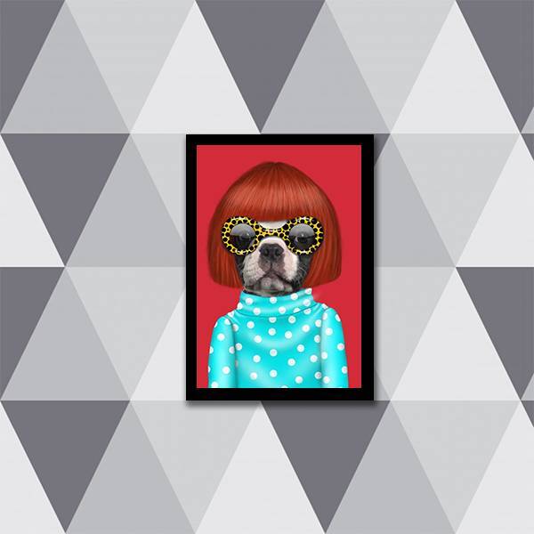 Quadro Dog A La Rita Lee 45x34cm - Com Vidro Moldura:madeira