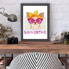 Quadro Dog Summer Time 45x34cm - Com Vidro Moldura:madeira Br
