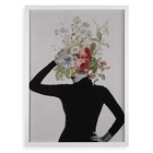 Quadro Dona Flor - Colagem Feminina Floral 24x18cm - Com Vidr