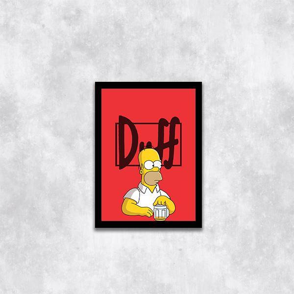 Quadro Duff Beer Homer Simpsons 24x18cm Moldura:madeira Preta