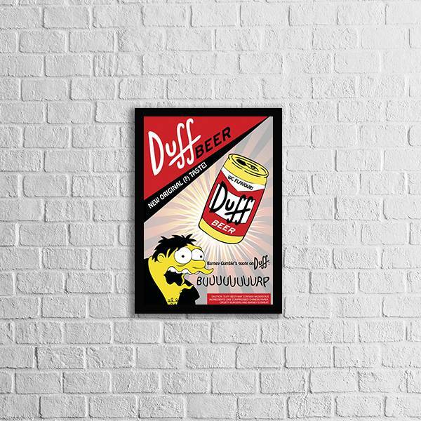 Quadro Duff Beer Simpsons 24x18cm Moldura:madeira Branca