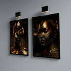 Quadro Dupla Negras Golden -- Br Artes