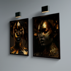 Quadro Dupla Negras Golden -- Br Artes
