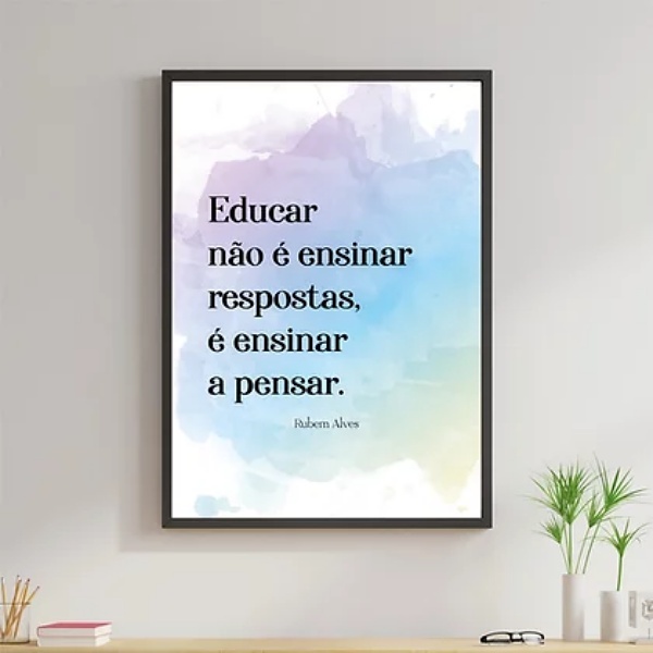 Quadro Educar É Ensinar A Pensar 33x24cm Moldura:madeira Preta
