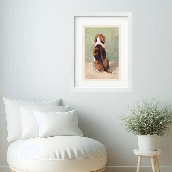 Quadro Efeito Pintura Beagle- 60x48cm Moldura Preta