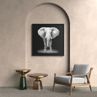 Quadro Elefante Cinza com Vidro 120x120cm Arte Própria