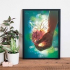 Quadro Elefante Com Asas De Borboleta 33x24cm Moldura:madeira