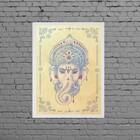 Quadro Elefante Indiano Ganesha 33x24cm Moldura:madeira Preta