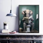 Quadro Elefante No Banheiro Lendo Jornal 24x18cm Moldura:made