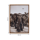 Quadro Elefantes Marrom com Vidro 60x90cm Tropical