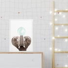 Quadro Elefantinho Chiclete Azul 45x34cm - Com Vidro Moldura: