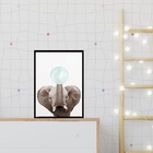 Quadro Elefantinho Chiclete Azul 45x34cm - Com Vidro Moldura: