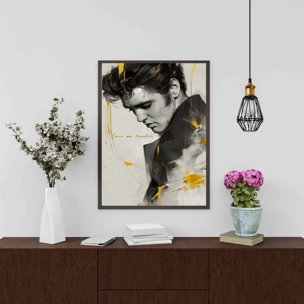 Quadro Elvis Presley -  Love Me Tender 45x34cm Moldura Preta
