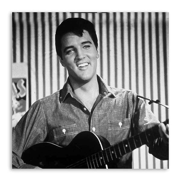 Quadro Elvis Violão Uniart Preto & Branco 30x30cm