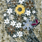 Quadro Em Mosaico Ramo De Flores Com Girassol Ii 45x90cm