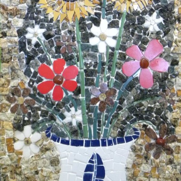Quadro Em Mosaico Vaso Impressionista Com Flores I 50x100cm Leroy Merlin