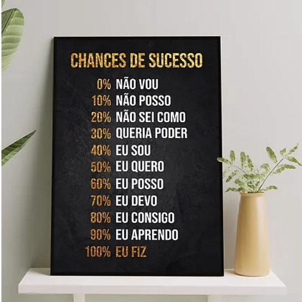 Quadro Empreendedor Chances Sucesso 45x34cm Moldura:madeira P