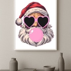Quadro Engraçado Papai Noel Bubble Gun 45x34cm Moldura Preta